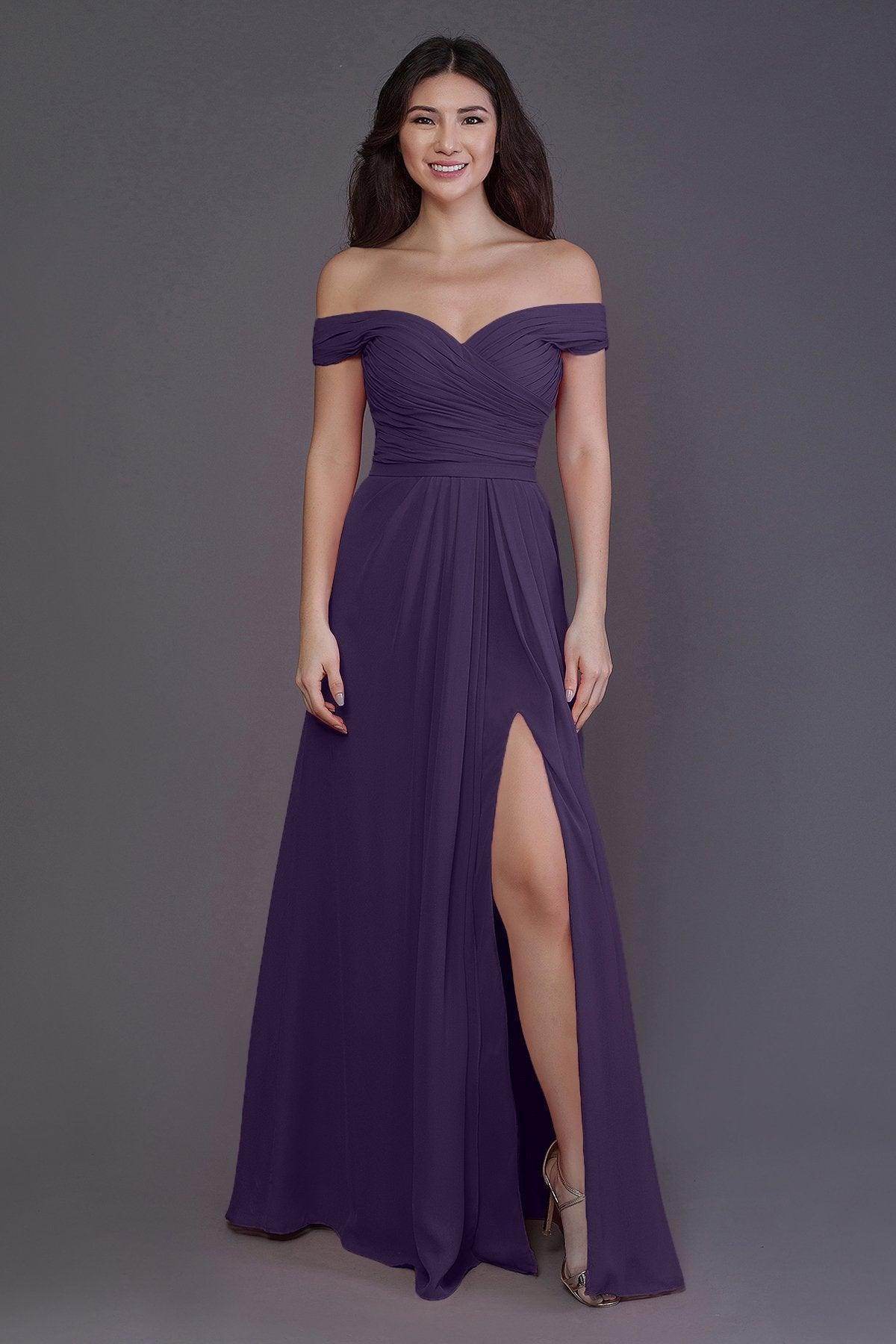 Sheath-Column Floor Length Chiffon Bridesmaid Dress PR3536PS - COCOMELODY